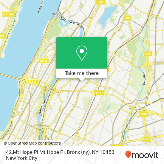 Mapa de 42,Mt Hope Pl Mt Hope Pl, Bronx (ny), NY 10453