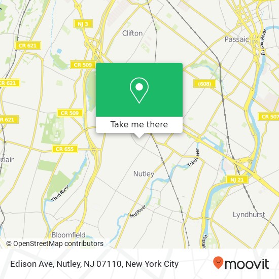 Mapa de Edison Ave, Nutley, NJ 07110