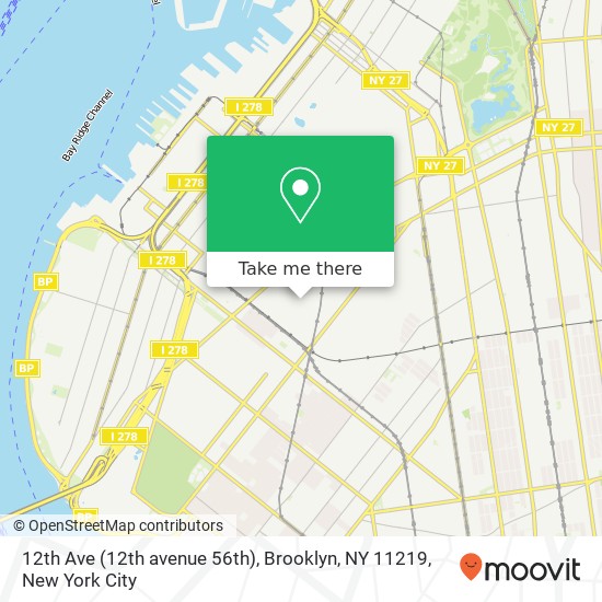 Mapa de 12th Ave (12th avenue 56th), Brooklyn, NY 11219