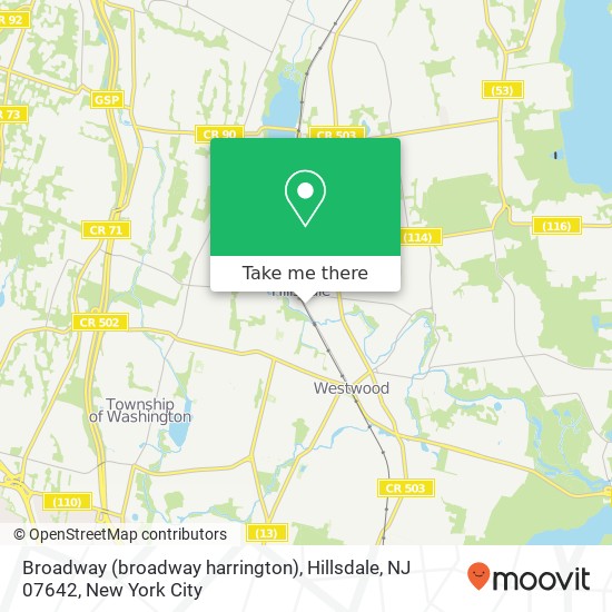 Mapa de Broadway (broadway harrington), Hillsdale, NJ 07642