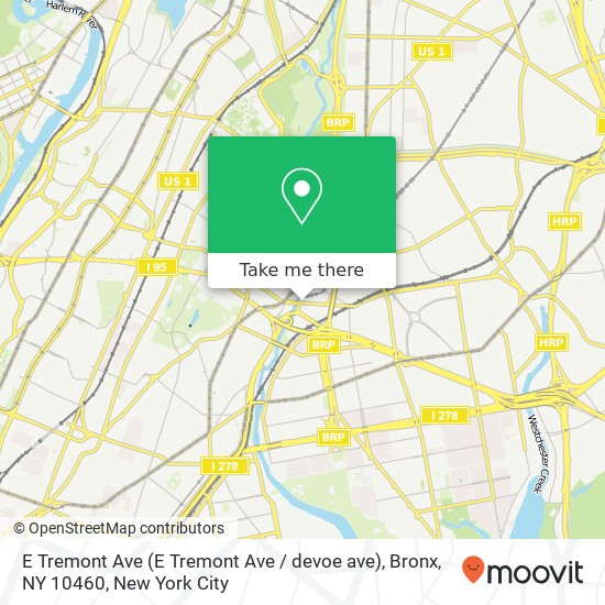 Mapa de E Tremont Ave (E Tremont Ave / devoe ave), Bronx, NY 10460