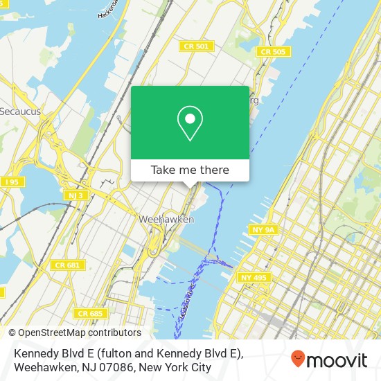 Mapa de Kennedy Blvd E (fulton and Kennedy Blvd E), Weehawken, NJ 07086