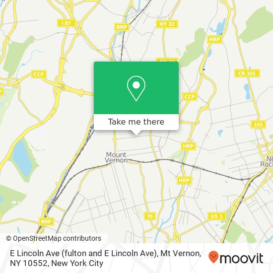Mapa de E Lincoln Ave (fulton and E Lincoln Ave), Mt Vernon, NY 10552