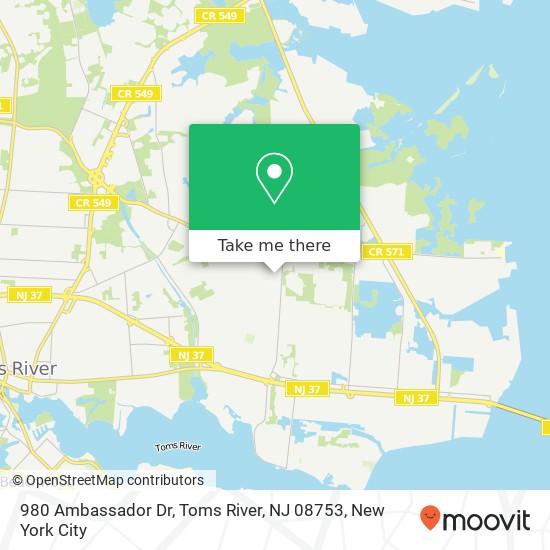 Mapa de 980 Ambassador Dr, Toms River, NJ 08753