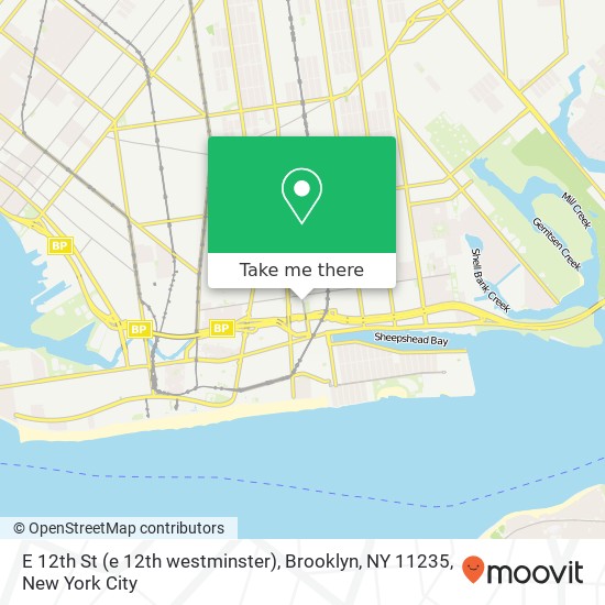 Mapa de E 12th St (e 12th westminster), Brooklyn, NY 11235