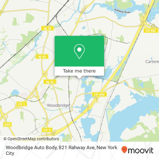 Mapa de Woodbridge Auto Body, 821 Rahway Ave