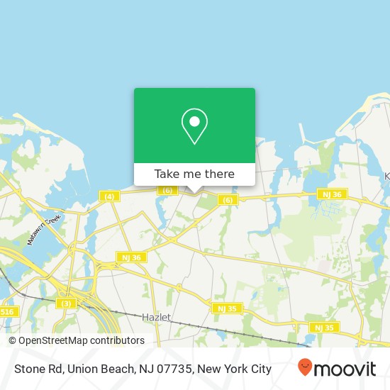 Mapa de Stone Rd, Union Beach, NJ 07735