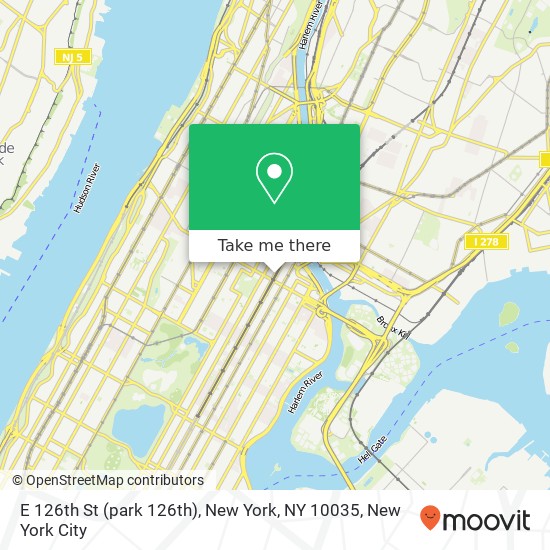 Mapa de E 126th St (park 126th), New York, NY 10035