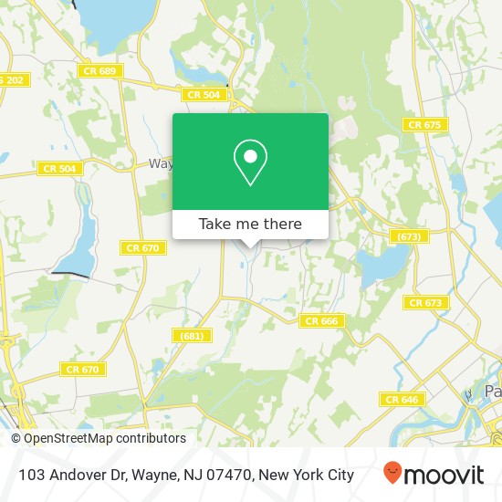 Mapa de 103 Andover Dr, Wayne, NJ 07470