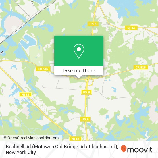 Mapa de Bushnell Rd (Matawan Old Bridge Rd at bushnell rd), Old Bridge, NJ 08857