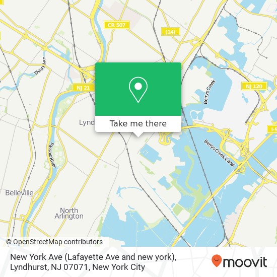 Mapa de New York Ave (Lafayette Ave and new york), Lyndhurst, NJ 07071