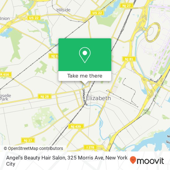 Mapa de Angel's Beauty Hair Salon, 325 Morris Ave