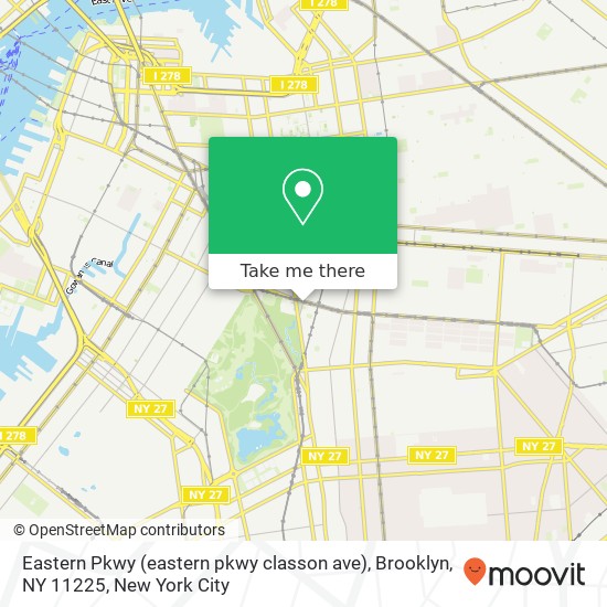 Eastern Pkwy (eastern pkwy classon ave), Brooklyn, NY 11225 map