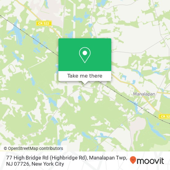 Mapa de 77 High Bridge Rd (Highbridge Rd), Manalapan Twp, NJ 07726