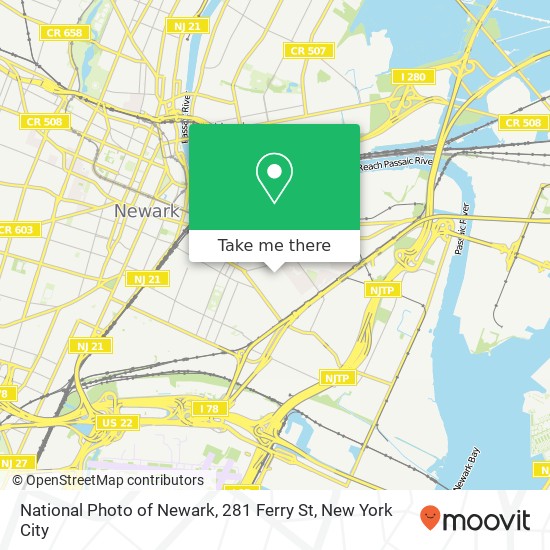 Mapa de National Photo of Newark, 281 Ferry St