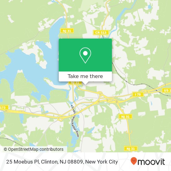 Mapa de 25 Moebus Pl, Clinton, NJ 08809