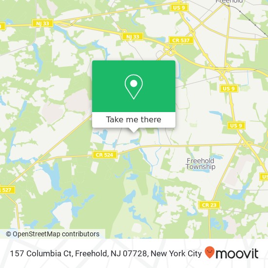 Mapa de 157 Columbia Ct, Freehold, NJ 07728