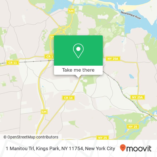 Mapa de 1 Manitou Trl, Kings Park, NY 11754