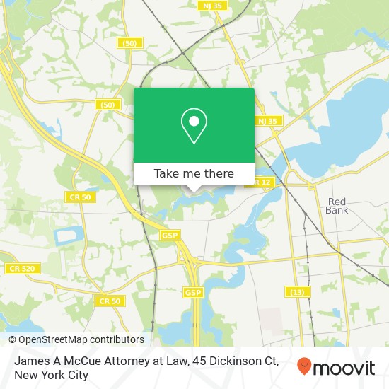 Mapa de James A McCue Attorney at Law, 45 Dickinson Ct