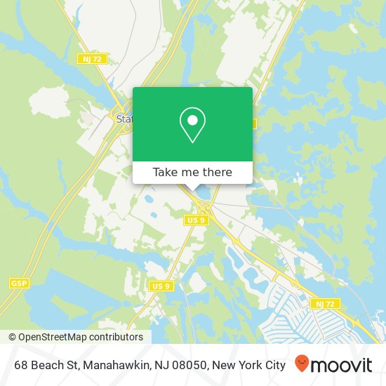 Mapa de 68 Beach St, Manahawkin, NJ 08050