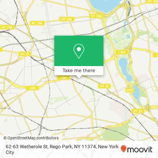 Mapa de 62-63 Wetherole St, Rego Park, NY 11374