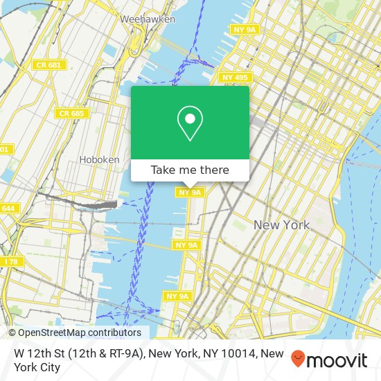 Mapa de W 12th St (12th & RT-9A), New York, NY 10014