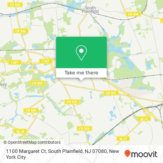 Mapa de 1100 Margaret Ct, South Plainfield, NJ 07080