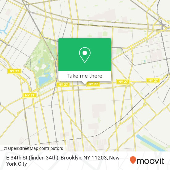 Mapa de E 34th St (linden 34th), Brooklyn, NY 11203