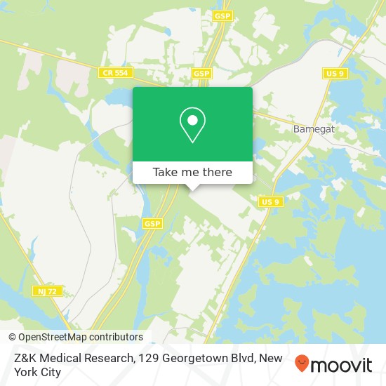 Mapa de Z&K Medical Research, 129 Georgetown Blvd