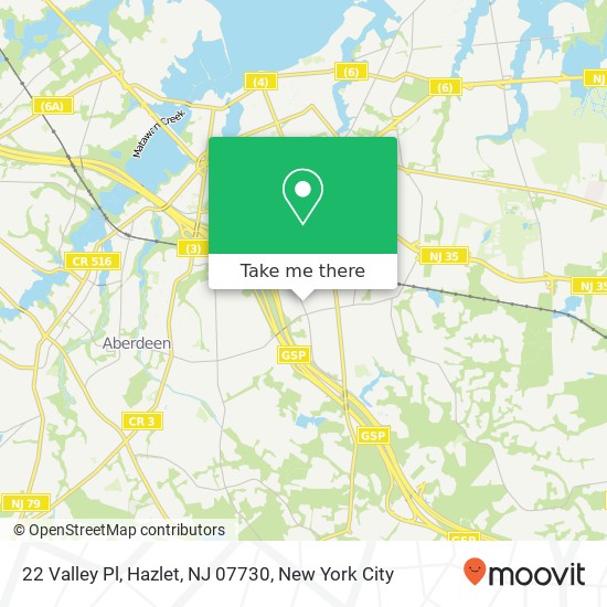 Mapa de 22 Valley Pl, Hazlet, NJ 07730