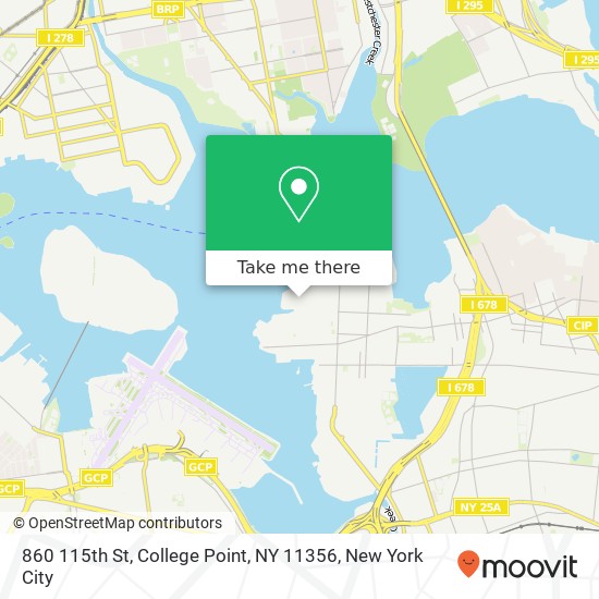 Mapa de 860 115th St, College Point, NY 11356