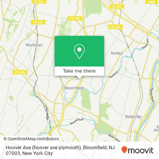 Hoover Ave (hoover ave plymouth), Bloomfield, NJ 07003 map