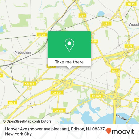 Hoover Ave (hoover ave pleasant), Edison, NJ 08837 map