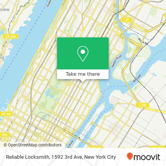 Reliable Locksmith, 1592 3rd Ave map