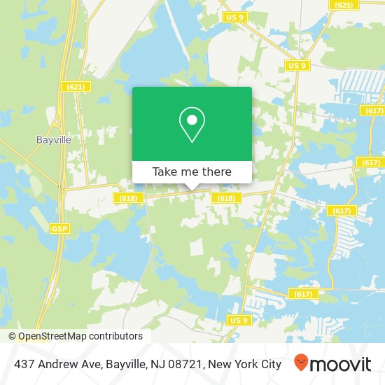 Mapa de 437 Andrew Ave, Bayville, NJ 08721