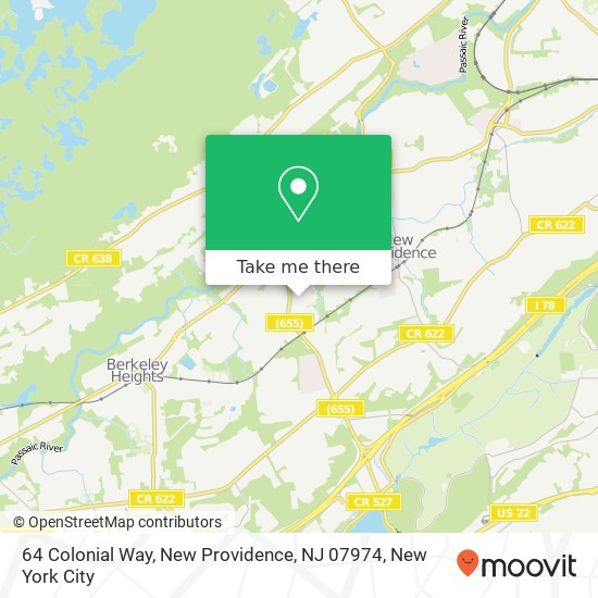 Mapa de 64 Colonial Way, New Providence, NJ 07974