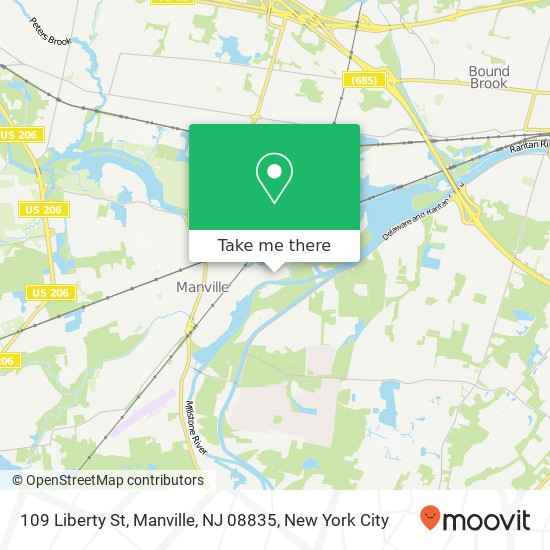 Mapa de 109 Liberty St, Manville, NJ 08835