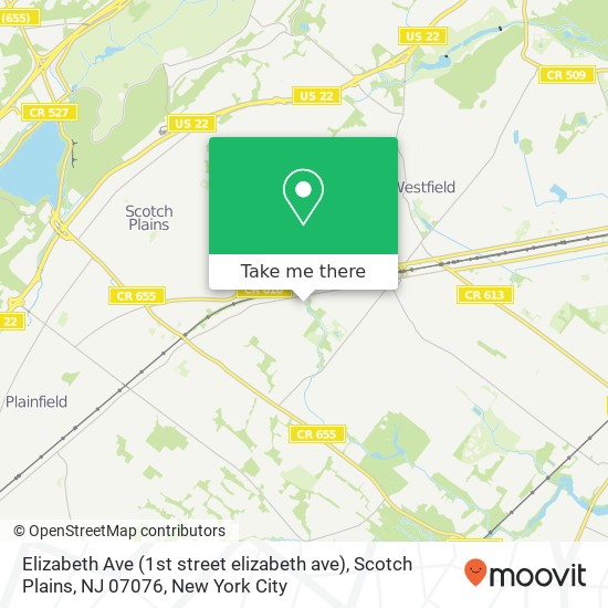 Mapa de Elizabeth Ave (1st street elizabeth ave), Scotch Plains, NJ 07076
