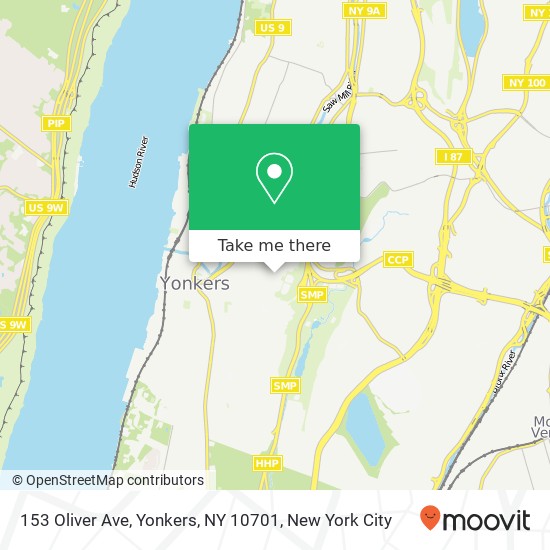 Mapa de 153 Oliver Ave, Yonkers, NY 10701