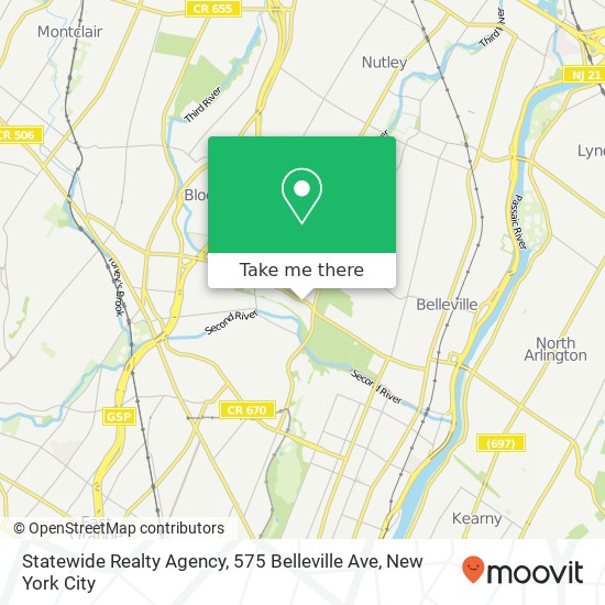 Mapa de Statewide Realty Agency, 575 Belleville Ave