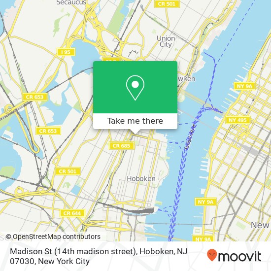 Mapa de Madison St (14th madison street), Hoboken, NJ 07030