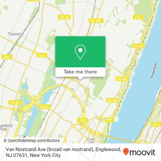 Mapa de Van Nostrand Ave (broad van nostrand), Englewood, NJ 07631