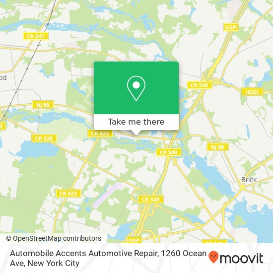 Mapa de Automobile Accents Automotive Repair, 1260 Ocean Ave