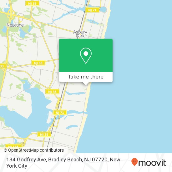 Mapa de 134 Godfrey Ave, Bradley Beach, NJ 07720