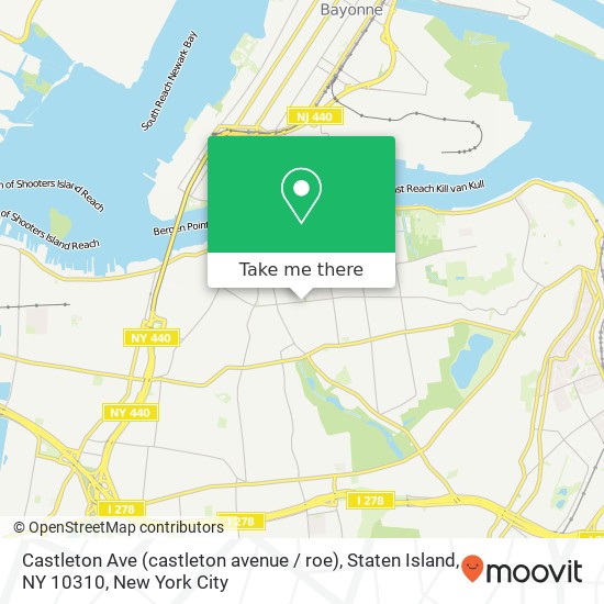 Mapa de Castleton Ave (castleton avenue / roe), Staten Island, NY 10310