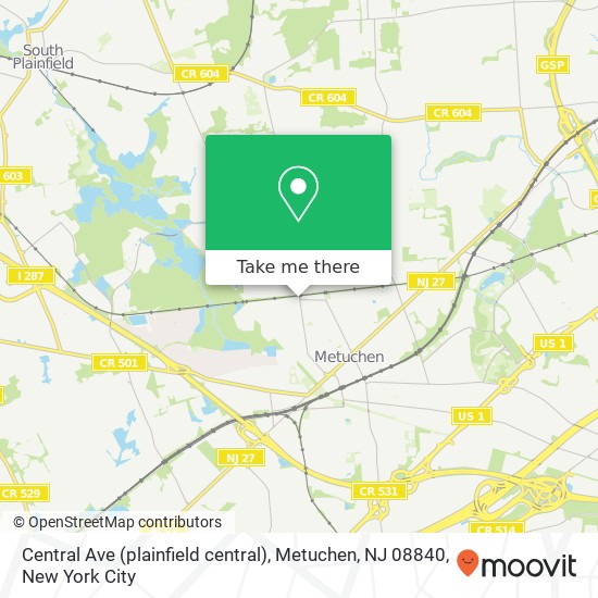 Central Ave (plainfield central), Metuchen, NJ 08840 map