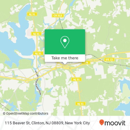 Mapa de 115 Beaver St, Clinton, NJ 08809