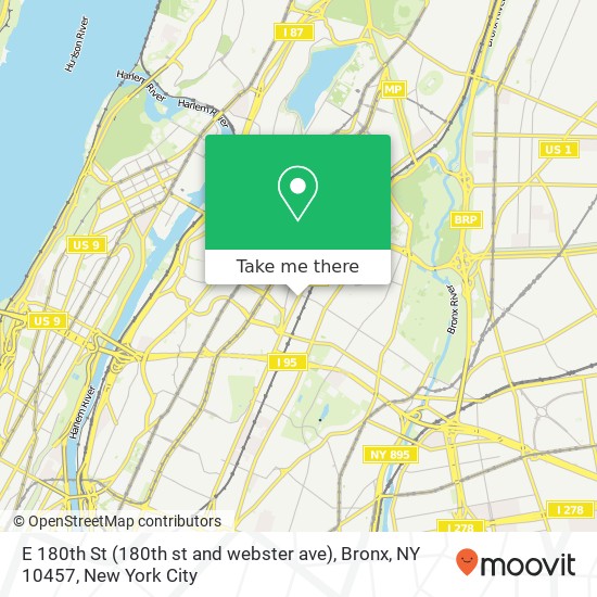 Mapa de E 180th St (180th st and webster ave), Bronx, NY 10457