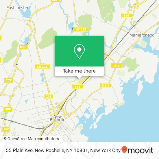 Mapa de 55 Plain Ave, New Rochelle, NY 10801