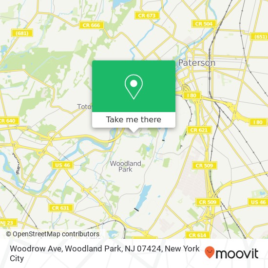 Woodrow Ave, Woodland Park, NJ 07424 map